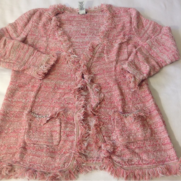 Cache pink tweed jacket women's small Fringe Day to Night Clueless Taylor Swift - Picture 8 of 10